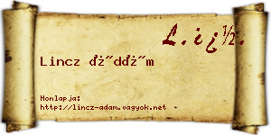 Lincz Ádám névjegykártya